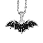 Silver Black Stone Bat Necklace