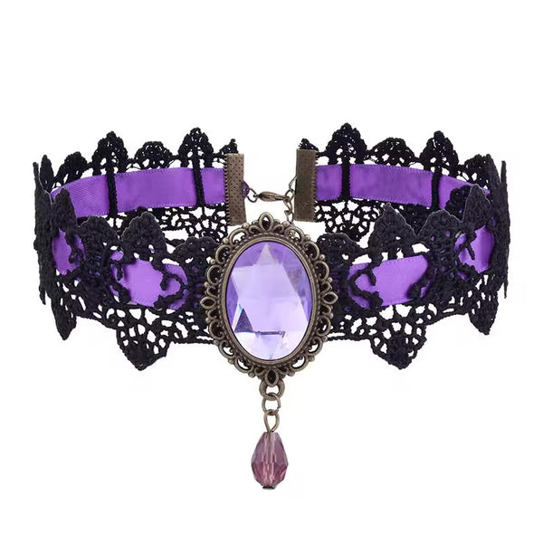 Lace Choker with Teardrop Stone