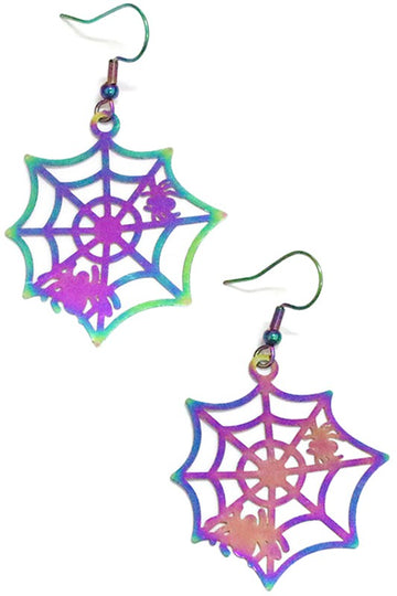 Spiderweb Rainbow Chrome Earrings