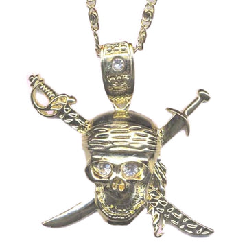 Gold Pirate Skull Necklace