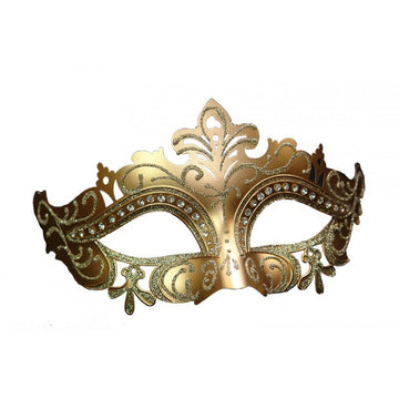 Crystal Venetian Style Mask (Gold)