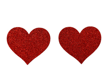 Red Glitter Heart Pasties