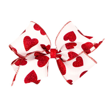 Glitter Heart Taffeta Bow (X-Large)