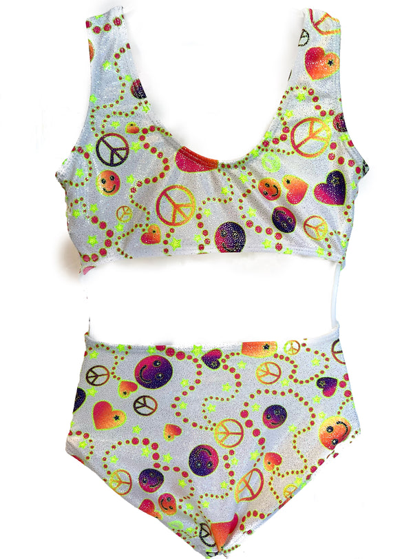 Maillot sin mangas con espalda de cerradura y estampado Harmony (niño)