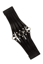 Black Glitter Stoned Strappy Waist Cincher