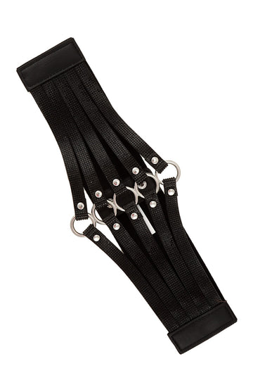 Black Glitter Stoned Strappy Waist Cincher