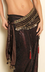 Tribal Fringe Velvet Coin Scarf