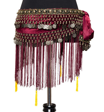 Tribal Fringe Velvet Coin Scarf