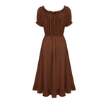 Cotton Chemise Ruche Dress (Coffee)