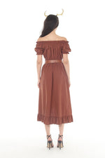Cotton Chemise Ruche Dress (Coffee)