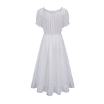 Cotton Chemise Ruche Dress (White)