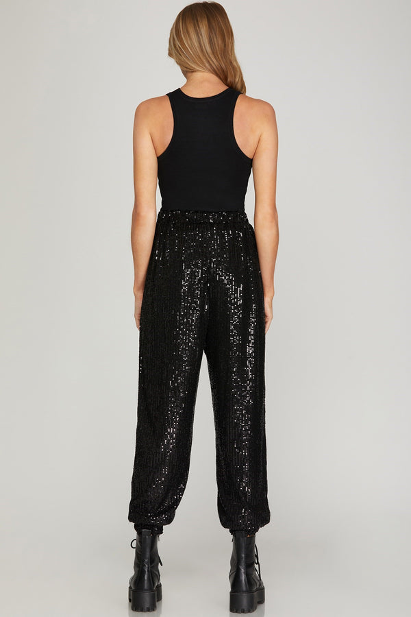 Black Sequin Joggers (Adult)