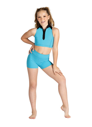 High Waist Booty Shorts (Child, Blue)