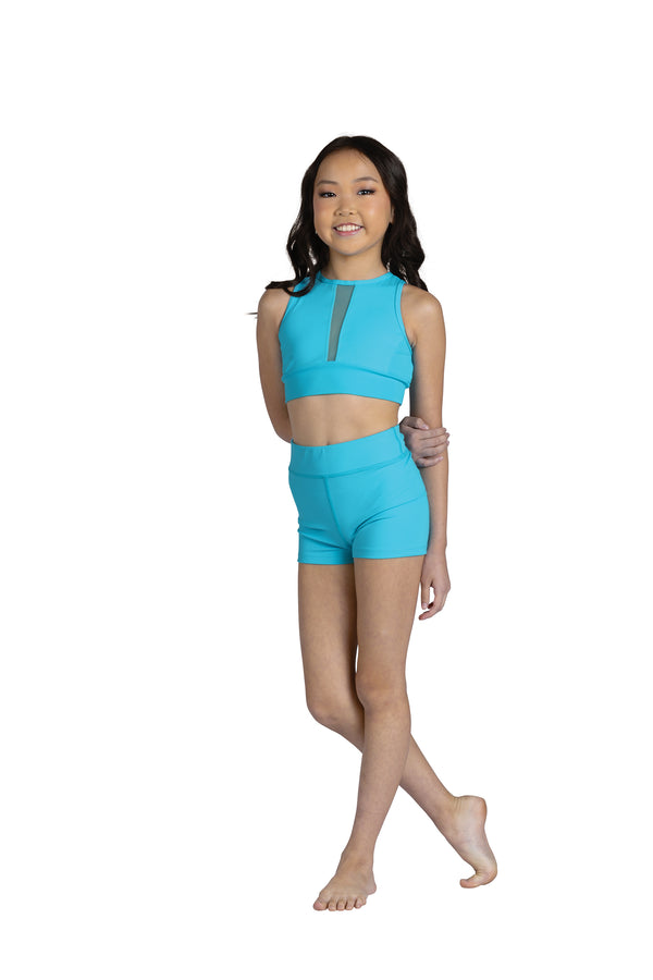 Rue Cutaway Crop Top (Child, Blue Lagoon)