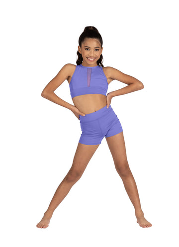 Rue Cutaway Crop Top (Bright Lavender)
