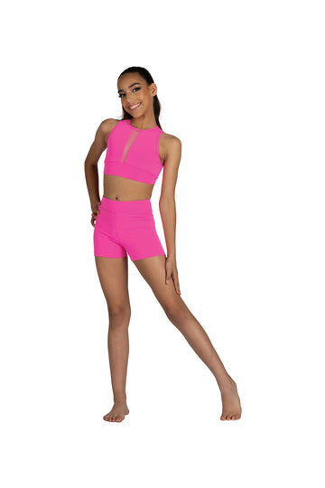 Neon Pink High Waist Booty Shorts (Child)