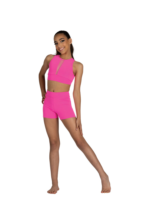 Neon Pink High Waist Booty Shorts (Child)