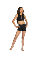 Rue Mesh Cutaway Crop Top (Black)