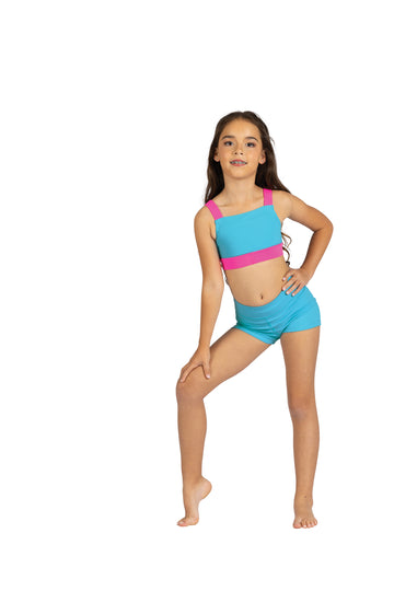 Dakota Two Tone Crop Top (Blue/Pink)