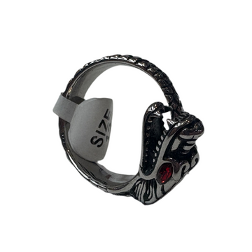 Dragon Wrap Red Stone Silver Ring