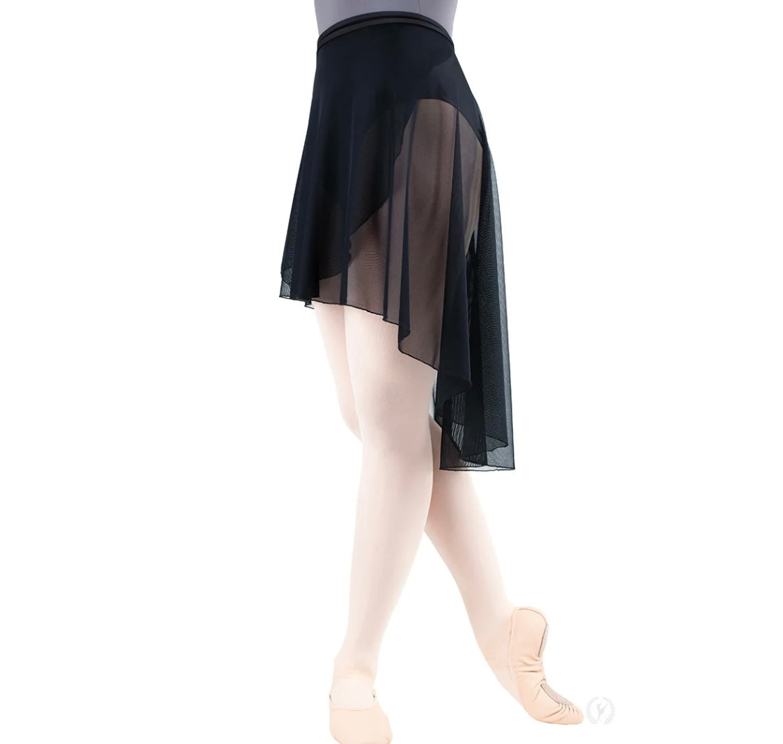 Dramatic Hi-Low Mesh Wrap Skirt Eurotard (Adult) | A Chorus Line