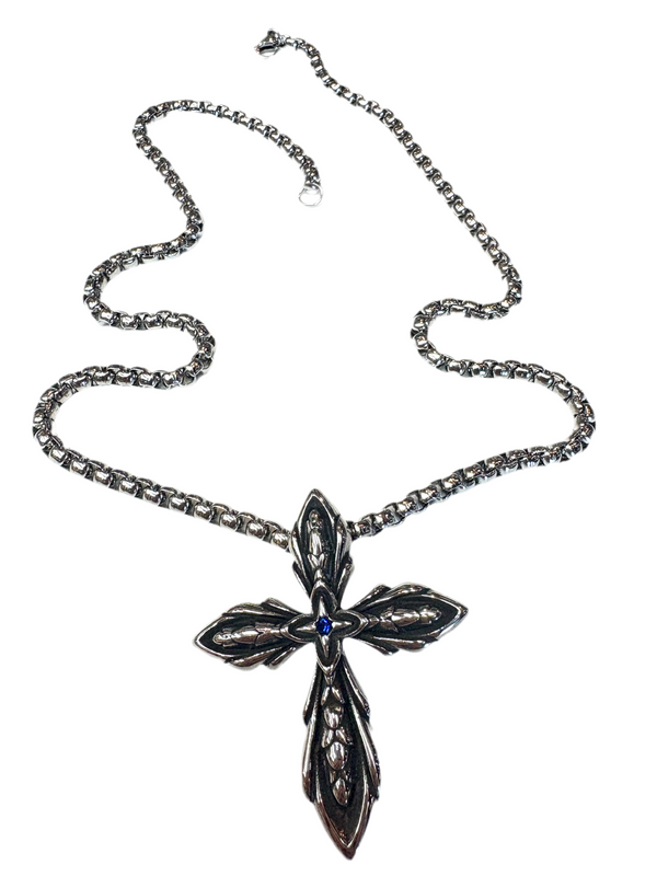 Stainless Steel Elven Blue Stone Necklace