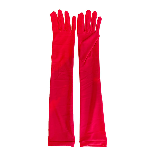 Satin Elbow Gloves (Red)