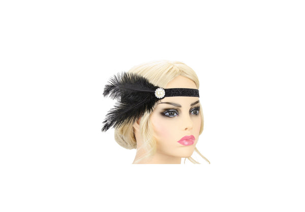 Pearl Gem & Feather Headpiece