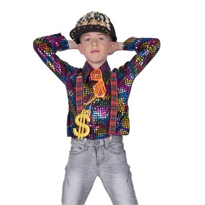 Regenbogen-Glitzer-Disko-Shirt (Kind)