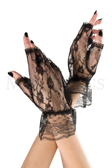 Black Lace Fingerless Gloves