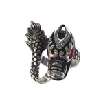Dragon Wrap Red Stone Silver Ring