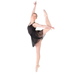 Black Wide Strap X-Back Built in Bra Leotard (Adult)