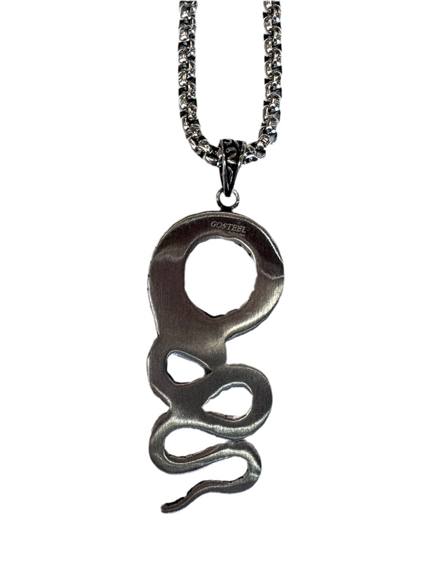 Stainless Steel Swirl Serpent Necklace