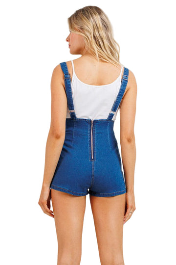 Denim Shorts With Suspenders