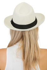 Ivory Wide Brim Panama Style Fedora Hat