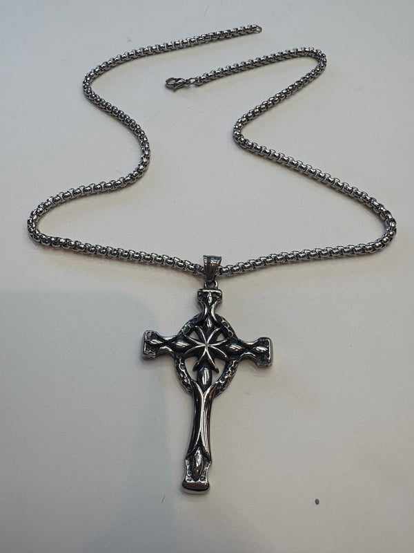 Stainless Silver Celtic Cross Necklace