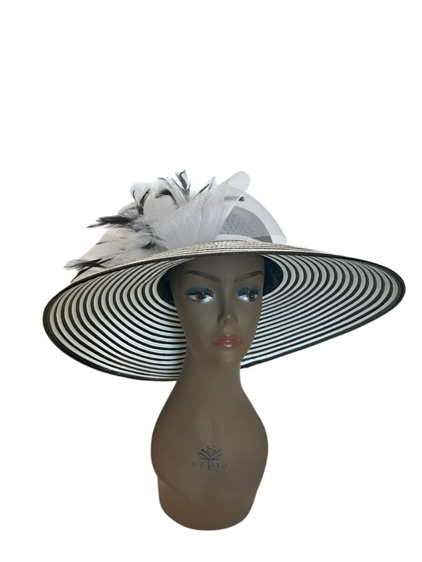Black White Picture Fascinator Hat