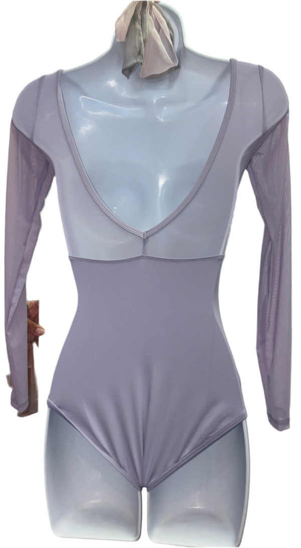 Lada Mesh Long Sleeve Leotard by Lulli LUB347 (Dusty Lilac)