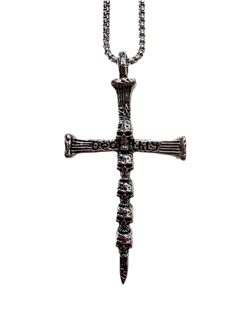 Stainless Steel Death Skull Cross Necklace