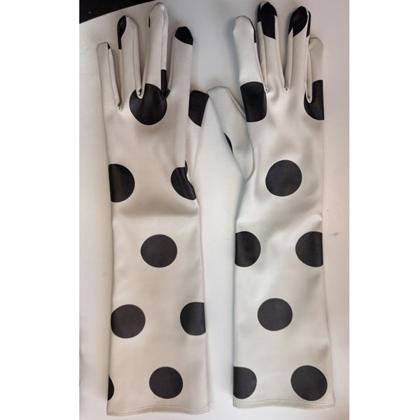 White Stretch Pleather Crazy Clown Gloves