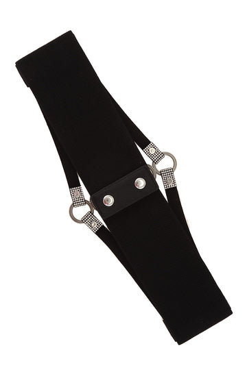 Black Glitter Stoned Strappy Waist Cincher