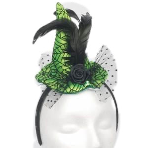 Mini sombrero de bruja web (verde)