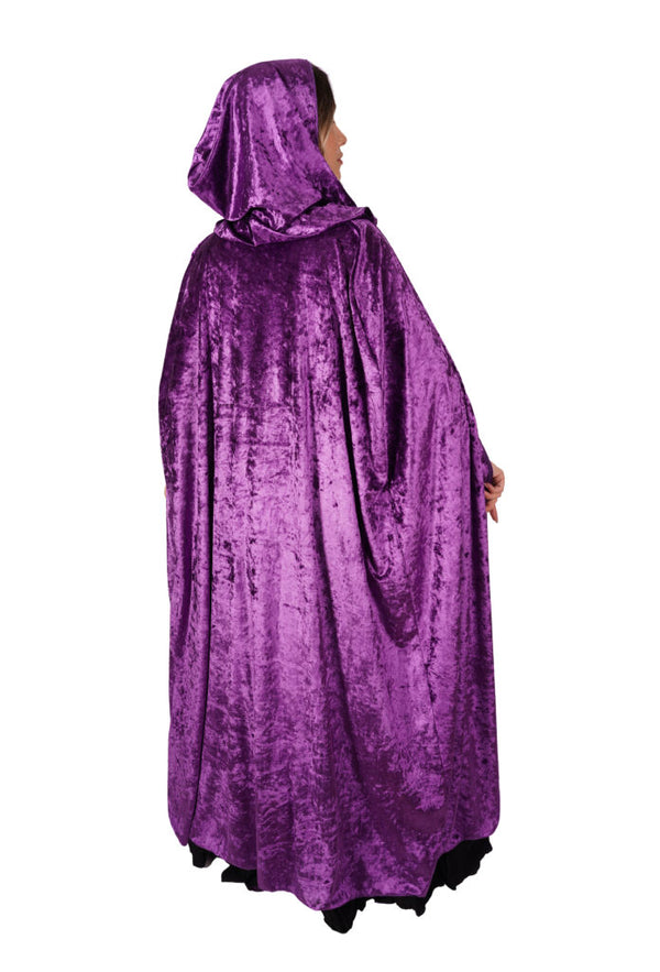 Deluxe Hooded Long Velvet Cape (Purple)