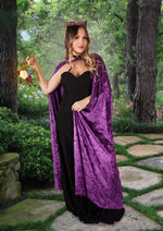 Deluxe Hooded Long Velvet Cape (Purple)