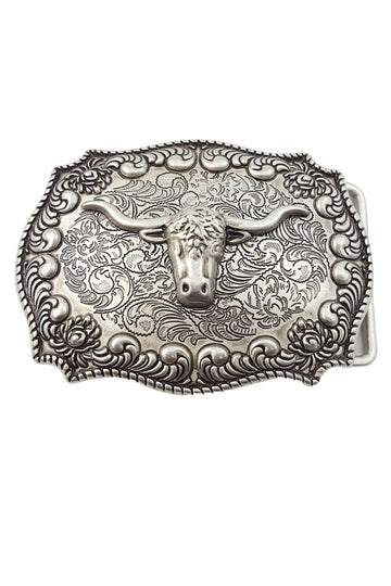 Antiqued Nickel Longhorn Belt Buckle