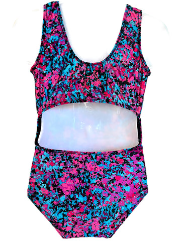 Wild Berry Splash Keyhole Back Tank Leotard (Child)