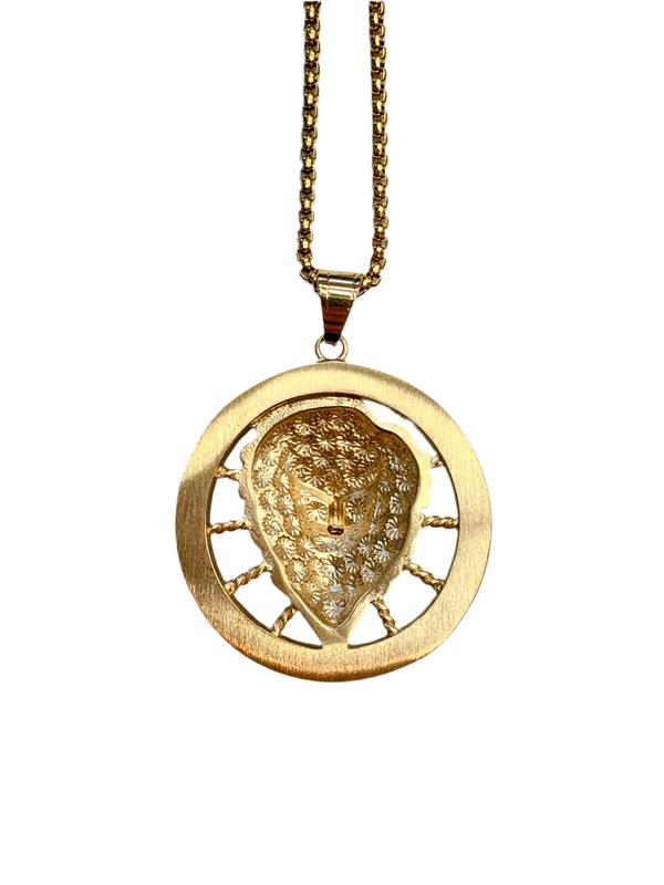 Iced Out Framed Lion Head Necklace