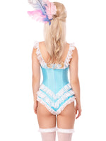 Boned Ruffle Bodysuit (Blue/White)