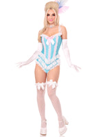 Boned Ruffle Bodysuit (Blue/White)