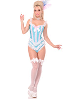 Boned Ruffle Bodysuit (Blue/White)